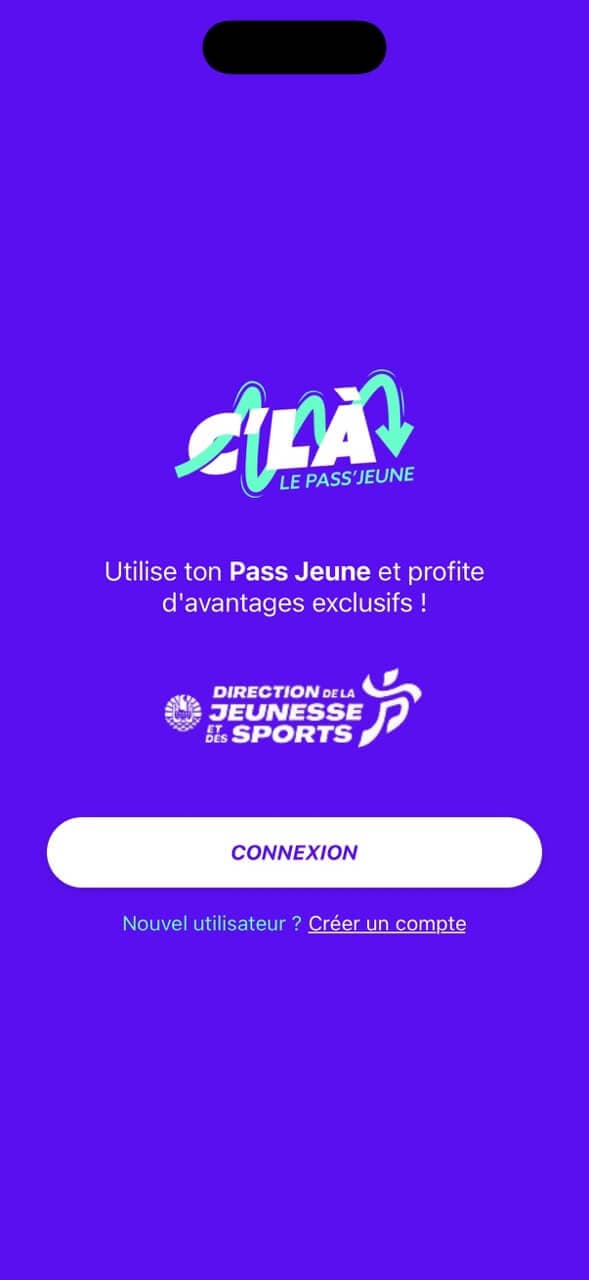Écran de l'application C'Là Pass'Jeune